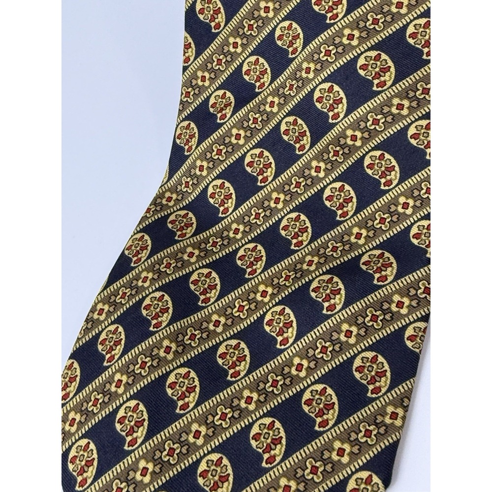 J Crew Men's Gold/Blue  Paisley Tie 100%‎ All Silk Made in USA Necktie